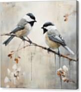 Chickadee Couple Art Canvas Print