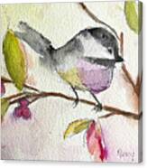 Chickadee Perched In A Tree Canvas Print