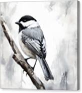 Chickadee's Charcoal Tale Canvas Print