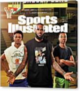 Los Angeles Lakers Lebron James,, Sierra Canyon School Bronny James And Bryce James Cover Canvas Print