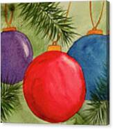 Christmas Balls And Pine Branches Canvas Print