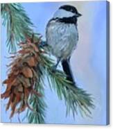 Christmas Chickadee Canvas Print