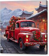 Christmas Red Truck In China Canvas Print