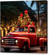 Christmas Red Truck In The Land Of The Mabuhay Canvas Print