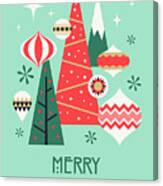 Retro Christmas Theme - Merry Christmas Mint Canvas Print