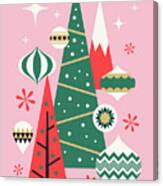 Retro Christmas Theme - Plain Coral Canvas Print