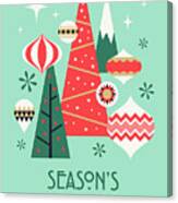Retro Christmas Theme - Seasons Greetings Mint Canvas Print