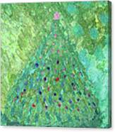 Christmas Tree With Green Background Canvas Print