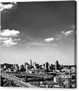 Cincinnati Skyline View From Devou Park In Black And White Canvas Print
