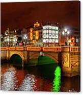 City Of Dublin In Ireland By Night Canvas Print