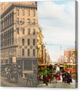 City - Philadelphia, Pa - Sixth And Market St 1902 - Side By Side Canvas Print