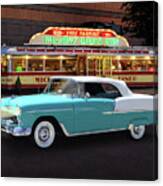 Classic '55 Chevy Convertible At Mickey's Diner Canvas Print