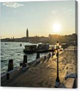 Classic Venetian - Splendid Sunset On The Waterfront Promenade Riva Degli Schiavoni Canvas Print