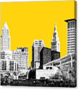 Cleveland Skyline 3 - Mustard Canvas Print