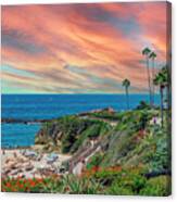 Cliffs Beach Sunset Sea Canvas Print