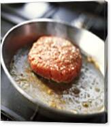 Close-up Of Hamburger Meat Being Cooked. Canvas Print