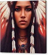 Closeup  Portrait  Of  Beautiful  Native  American  Wom  Ff16756d  D16d  4162  4664  468878d7d614 Canvas Print
