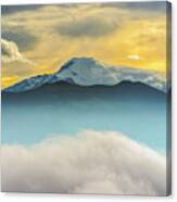 Cloud Bank And Sunrise On The Cayambe Volcano Canvas Print
