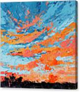 Cloudscape Orange Sunset Over And Open Field Canvas Print