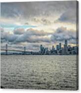 Cloudy San Francisco Skyline And Bay Bridge Canvas Print