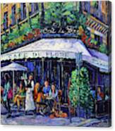 Coffee Time - Cafe De Flore Paris Impressionist Oil Painting Mona Edulesco Canvas Print