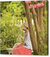 Colonial Lady In A Summer Garden Canvas Print