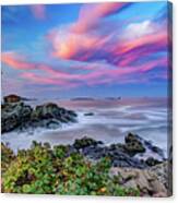 Colorful Coastal Maine Sunset At Cape Elizabeth Portland Head Lighthouse Panorama Canvas Print