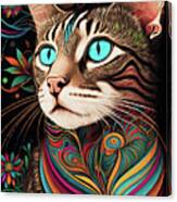 Colorful Contemporary Tabby Cat Canvas Print