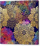 Colorful Gold Mandala Pattern In Dark Background Canvas Print