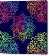 Colorful Mandala Pattern In Blue Background Canvas Print