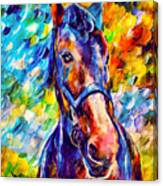Colorful Portrait Of A Friendly Horse - Digital Painting Canvas Print