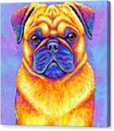 Colorful Rainbow Pug Dog Portrait Canvas Print