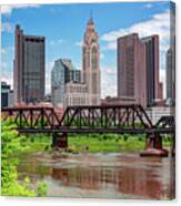 Columbus Skyline Panorama From North Bank Park Canvas Print