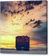 Container Ship On The Cape Fear River Canvas Print