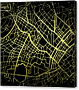 Copenhagen Map In Gold And Black Canvas Print
