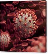 Coronavirus Around Blood Cells Canvas Print