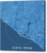 Costa Mesa Ca City Vector Road Map Blue Text Canvas Print