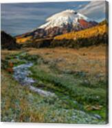 Cotopaxi Mountain Illuminated With The Light Of The Rising Sun Canvas Print