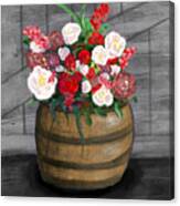 Country Flowers Barrel Canvas Print