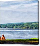 Couple At The Lake Shore Canvas Print