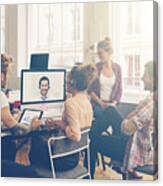 Coworkers Doing A Video Conference In The Conference Room Canvas Print