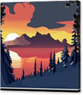 Crater Lake On Sunset Canvas Print