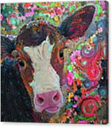 Crazy Colorful Cow Canvas Print