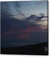 Crescent Moon At Beach Canvas Print