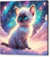 Cute Kitten Playing With Christmas Light 2 Canvas Print