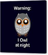 Cute Owl Watching Text Design Canvas Print