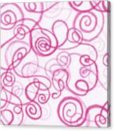 Cute Pink Mesmerizing Doodles Watercolor Organic Whimsical Lines And Swirls Ii Canvas Print