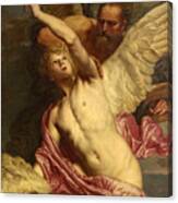 Daedalus Fixing Wings Onto The Shoulders Of Icarus Canvas Print