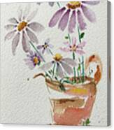 Daisies In A Rusty Copper Pitcher Canvas Print