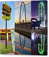 Dallas Texas City Collage - Landmarks And Icons Canvas Print